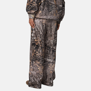 Ensemble 2 pièces en polaire camouflage à capuche pour femme, coupe ample, longueur genou, décontracté, hiver, manches courtes, imprimé, sweat-shirt et pantalon tricotés - Product Image 2