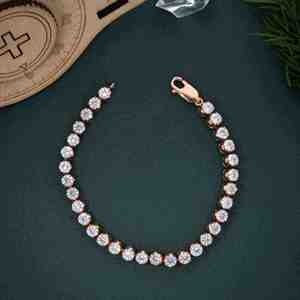 Bracelet élégant pour femme en diamant de laboratoire plaqué or, taille ronde, certifié IGI, bijou de luxe pour mariée - Product Image 2