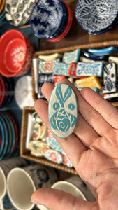 Handmade Ceramic Rice Scoop Bowl Ornament Floral Pattern Tableware Decor Kitchen Dining Accessory - Product Image 6