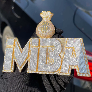 จี้เพชรโมอิสซาไนต์แบบกำหนดเอง สไตล์ฮิปฮอป VVS ประดับเพชรเต็มตัว  จี้ตัวอักษรเงินแท้ 925  จี้เพชรโมอิสซาไนต์สั่งทำ - Product Image 6