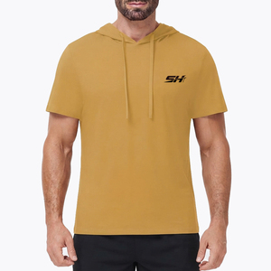ออกแบบเสื้อฮู้ดแขนสั้นคุณภาพสูงสำหรับผู้ชาย สไตล์ใหม่ รับผลิตจำนวนมาก เสื้อฮู้ดแขนสั้นแบบสวมหัวสำหรับผู้ชาย - Product Image 1
