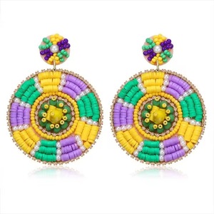 Pendientes Colgantes Artesanales de Cuentas Coloridas, Estilo Bohemia, Joyería de Verano para Playa, Regalos, con Cuentas de Semillas y Frutas - Product Image 1