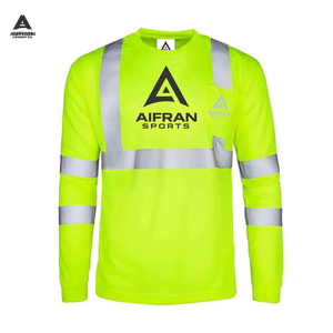 Gilet de sécurité AIFRAN ANSI Classe 3 à manches longues, chemise haute visibilité jaune fluorescent réfléchissant, pour ingénieur de construction, avec logo personnalisé - Product Image 1