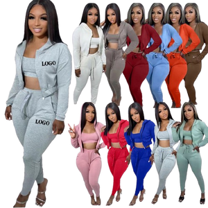 Ladies Sportswear <b>3</b> Piece <b>Set</b> Hooded Athletic Jacket Supportive Bra Flexible High Waist Workout Leggings - Product Image 6