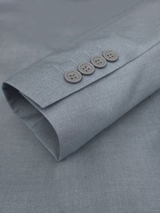 2026 Accept Luxe Elegant Mens Light Grey Silver Solid 2-Piece 100% Cotton <b>Velour</b> Slim Fit Formal Business Office Wedding Blazer - Product Image 3
