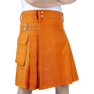 Handmade Cotton Jeans Fabric Utility Kilt For Men With Belt <b>Loops</b> Functional Pockets And Reinforced Stitch Lines - Product Image 6