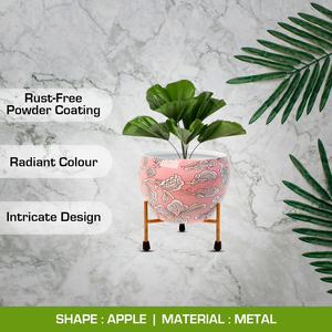 Maceta de Metal con Soporte de Hierro, Color Durazno, Decorativa, para Plantas de Interior, para Hogar, Jardín, Sala de Estar, Dormitorio, Oficina - Product Image 6