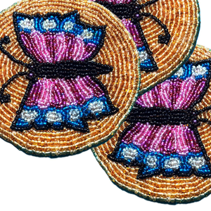 Handmade Durable <b>Beaded</b> Round Mats & Pads <b>Coaster</b> Set Peppermint Swirl Design Bead Embroidery Table Decor Modern HK EXPORTS - Product Image 6