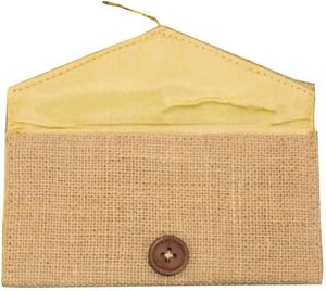 Pochette enveloppe en jute écologique 9x6 pouces avec fermeture à bouton, pochette de rangement pour maquillage en toile de jute naturelle, organisateur de cosmétiques, vente en gros - Product Image 4