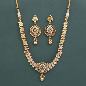 Exportador de Joyería Artificial de Moda en India, Collar Antiguo HerAntique Heritage con Baño de Oro Mate 231874 - Product Image 2