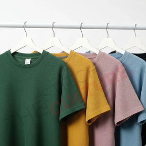 Mens <b>Waffle</b> Knit T <b>Shirt</b> Custom Logo Breathable Cotton Oversized Drop Shoulder Short Sleeve Solid Color Print - Product Image 1