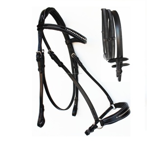 Customize Horse Patent Leather Bridle With Firoza Crystals & Soft <b>Padding</b> Leather Horse Bridle - Product Image 1