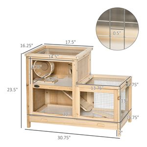 Gabbia per Criceti a 2 Piani in Legno con Dondolo e Vassoio, Casetta per Piccoli Animali Domestici - Product Image 2