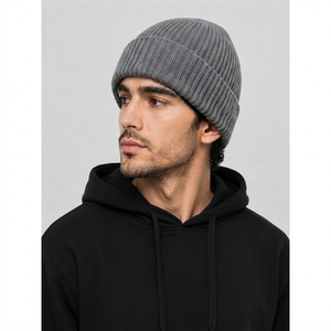<b>Men</b> Plain Knit <b>Beanie</b> <b>Hat</b> Stretchable Warm Winter Cap Comfortable Daily Outdoor Casual Headwear OEM ODM Wholesale - Product Image 4
