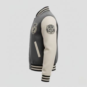 Chaqueta Deportiva Profesional para Equipo Universitario, Cuerpo de Lana, Mangas de Cuero Genuino, Parches Bordados, Fabricante OEM al por Mayor - Product Image 3