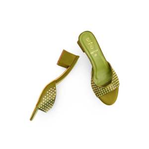 Sandales à talons fantaisie olive style pantoufle modèle FN7934 - Product Image 1