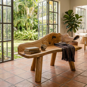 Muebles de Patio ARTERRA de Primera Calidad para Casa, Villa o Resort, Banco de Raíz de Teca Rústico de Lujo, Hecho a Mano por Artesanos - Product Image 3