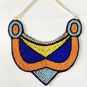 Ensemble collier et boucles d'oreilles bohèmes multicolores en perles de rocaille CRYSTAL CRAFT, style africain, plaqué or, pour mariage et fête - Product Image 6