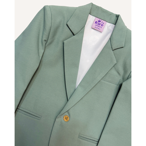 เสื้อเบลเซอร์เด็กชายสีเขียวเซจแบบเรียบหรูสไตล์ทางการ - Product Image 2