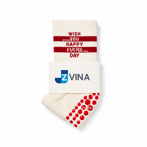 Custom <b>Grip</b> Pilates Crew <b>Socks</b> Jacquard Stripes Non-Slip Rubber Dots Breathable Quick Dry Eco-Friendly Women Casual Wear Autumn - Product Image 1