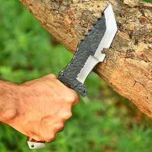 Cuchillo de caza hecho a mano de acero al carbono con mango de madera y funda de cuero, para exteriores y camping, con espiga completa de alta calidad. - Product Image 3