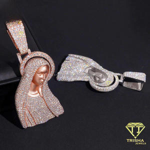 Luxury Spiritual Figure Pendant With Moissanite Diamond 925 Sterling Silver Fully Iced Statement Necklace - Product Image 1