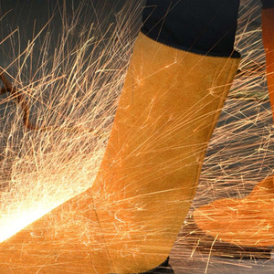 Cowhide Split Leather Heavy Duty Welding Shoe Cover Abrasion Resistant Firefighting Construction Gaiter Safety Clothing - Product Image 5