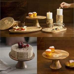 ชุดจานวางเค้กไม้พรีเมียมสำหรับตกแต่งครัว โรงแรม และร้านกาแฟ ชุดจานวางขนมหวานทรงกลม ดีไซน์หรูหรา ราคาประหยัด - Product Image 3