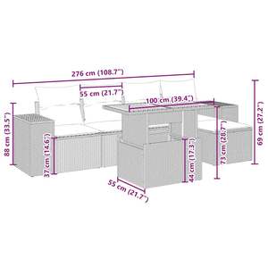 Conjunto de Sofá de Jardín de Ratán Beige con Almacenamiento, Muebles de Exterior para 4 Personas, Diseño Contemporáneo - Product Image 4