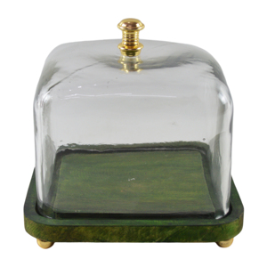 Support à gâteau carré en bois et verre, idéal pour les mariages, les anniversaires et les fêtes, vaisselle et assiettes de présentation - Product Image 1