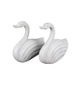 Ensemble de sculptures élégantes de cygnes en marbre blanc, statue d'oiseaux amoureux, cadeau romantique de mariage - Product Image 4