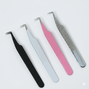 Pinzas de Alta Precisión para Extensión de Pestañas, Diseño de 90 Grados, Color Personalizado al por Mayor, Pinzas de Acero Japonés - Product Image 1
