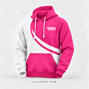 Men <b>Hoodie</b> <b>Pink</b> White Color Blocking Raglan Sleeve Regular Fit Printed Hooded Sweatshirt Autumn Casual Style - Product Image 5