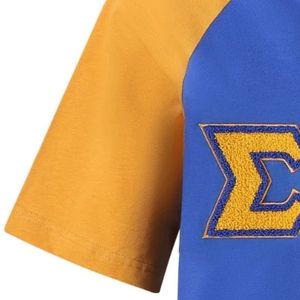 Chemise Raglan en Chenille Sigma Gamma Rho Bleu Or SGRho Premium avec Lettres Grecques – T-shirt Unisexe pour Femme - Product Image 4