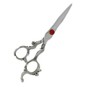 Ciseaux de coiffure professionnels de qualité supérieure, couleur argent, vis rouge, acier inoxydable, pour droitiers, taille moyenne, poignée ergonomique - Product Image 2