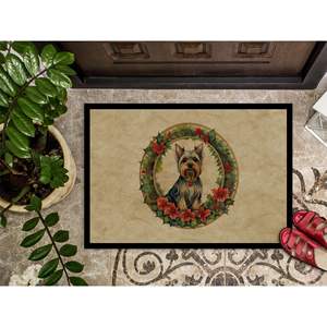 New Silky Terrier Christmas Flowers Doormat Non-Slip <b>Indoor</b> Outdoor 18H X 27W Low Pile Rug for Entryway Washable Front <b>Door</b> <b>Mat</b> - Product Image 3
