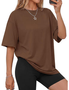 Camiseta Oversize de Mujer con Hombros Caídos, Ajuste Holgado, Casual, de Spandex/Poliéster, Manga Larga, Cuello Redondo, Estilo Urbano, Color Liso, Transpirable - Product Image 1