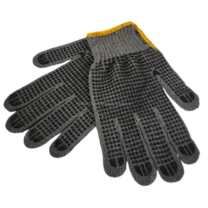 Gants de travail en tricot gris avec points antidérapants noirs, texture intégrale en coton, poignet en tricot, gants de sécurité polyvalents - Product Image 4