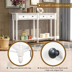 Consolle Facile da Montare con Due Cassetti Portaoggetti e Ripiano Inferiore per Soggiorno o Ingresso, Mobile Durevole ed Elegante - Product Image 6