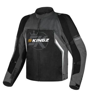 Chaqueta de Motocicleta para Hombre, Negra y Gris, Manga Larga, Transpirable, Cierre de Cremallera, Cuello Alto, Logotipo Estampado en la Parte Delantera, Impermeable para Invierno - Product Image 1