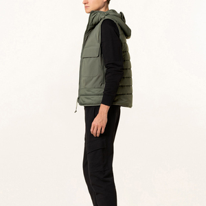 Men's <b>Puffer</b> <b>Vest</b> With Turn-down Collar Zipper Closure Solid Color Winter Outerwear Casual Short Length Polyester Wadding - Product Image 2