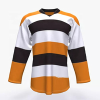 Jersey Hoki Es Sublimasi Kustom Berkualitas Tinggi, Cepat Kering, OEM, Olahraga, Regular Fit, Bernapas, UV, Ukuran Besar