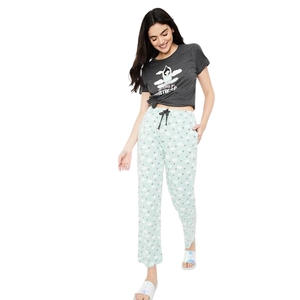 Conjunto de pijama de algodón para mujer, corte holgado, manga larga, suave, cómodo, transpirable, ropa de dormir - Product Image 1