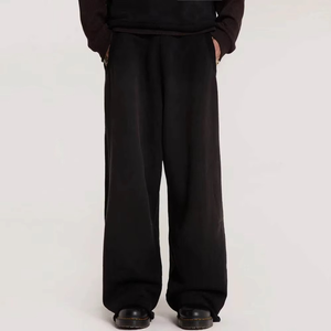 Pantalon large décontracté noir pour homme, léger, de haute qualité, avec taille à lacets, en toile respirante, séchage rapide, écologique, avec poches latérales - Product Image 1
