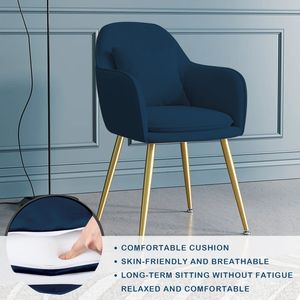 Salotto della metà del secolo in velluto blu con 2 poltrone accentate sedile imbottito e gambe in metallo dorato per gli ospiti del Club di ristorazione - Product Image 4