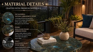 Custom Marble Inlay Coffee Table Handmade Gemstone Round Table Luxury Living Room Furniture Export Quality Stone Table - Product Image 3