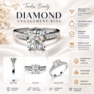 Vintage 14K White Gold Diamond Cluster Ring | Brilliant Cut Four Prong Engagement Ring | Rhodium Plated Fine Jewelry for Women - Product Image 5
