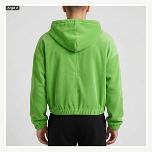 เสื้อแจ็คเก็ตคอร์ดูรอยยูนิเซ็กซ์ขายส่ง ผ้าฝ้าย 100% สไตล์ Y2K สตรีทแวร์ ฮู้ดดี้ครอป ดีไซน์ริบบิ้น รับผลิตโลโก้ตามสั่ง แบบ OEM สำหรับใส่ลำลอง - Product Image 5