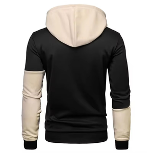 Sudadera con capucha para hombre al por mayor, de color liso con contraste, corte ajustado, mezcla de algodón y poliéster, con paneles cosidos, OEM ODM de fábrica - Product Image 2