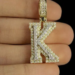 Colgante de Lujo con Letras del Alfabeto, con Diamantes de Imitación Moissanite, Chapado en Oro, para Mujer, Estilo Hiphop, Plata de Ley, Marca Tishya - Product Image 5